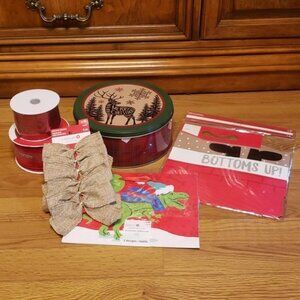 Christmas gift wrap beer bottle carriers bundle